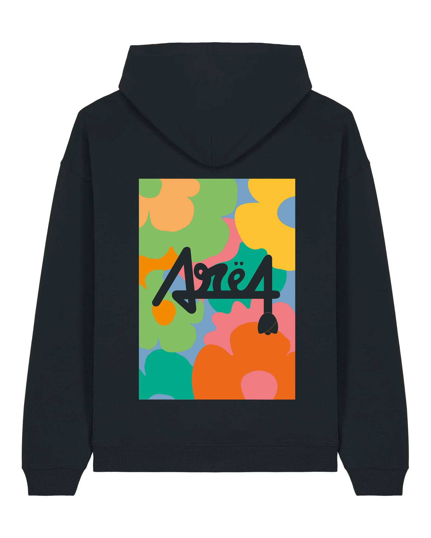 Hoodie Oversized Floral - Noir